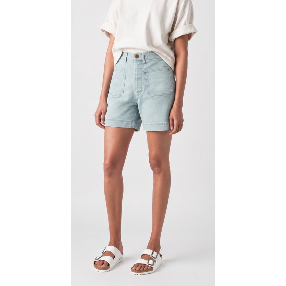 Caron Callahan Cotton Japanese Twill Stewart Short in Light Blue Size 2 - Picture 2 of 11